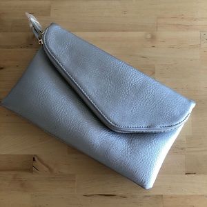 Silver Clutch Purse with detachable chain